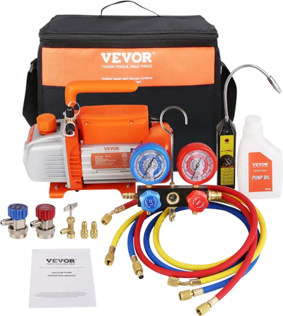 Vevor Vacuum Pump & Gauge Set 1/4 HP 4 CFM AC Refrigerant Kit New