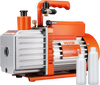VEVOR 1/2 HP 2 Stage Rotary Vane Vacuum Pump, 5 CFM, 115V Air Conditioning Vacuum Pump, 1/4" SAE Male 3/8" SAE Male 1/2" ACME Male Inlet, for HVAC Repair, Refrigeration Maintenance, Resin Degassing