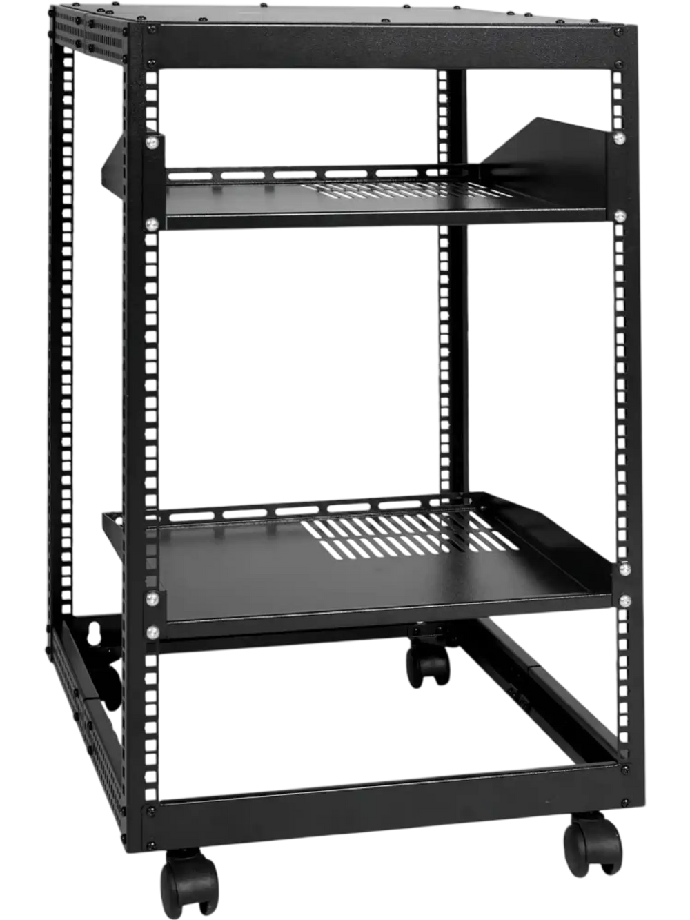 VEVOR 15U Open Frame Server Rack, 23-40 in Adjustable Depth, Free Standing or Wall Mount Network Server Rack, 4 Post AV Rack with Casters, Holds All Your Networking IT Equipment AV Gear Router Modem