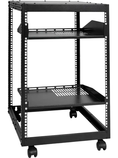 VEVOR 15U Open Frame Server Rack, 23-40 in Adjustable Depth, Free Standing or Wall Mount Network Server Rack, 4 Post AV Rack with Casters, Holds All Your Networking IT Equipment AV Gear Router Modem