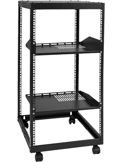 VEVOR 20U Open Frame Server Rack, 23-40 in Adjustable Depth, Free Standing or Wall Mount Network Server Rack, 4 Post AV Rack with Casters, Holds All Your Networking IT Equipment AV Gear Router Modem