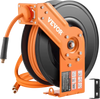 VEVOR Retractable Air Hose Reel, 3/8IN x 50FT Rubber Air Hose Max 300PSI, Air Compressor Hose Reel Auto-Rewind with 5FT Lead in, Ceiling/Wall Mount Heavy Duty Single Arm Reel & 180° Swivel Bracket