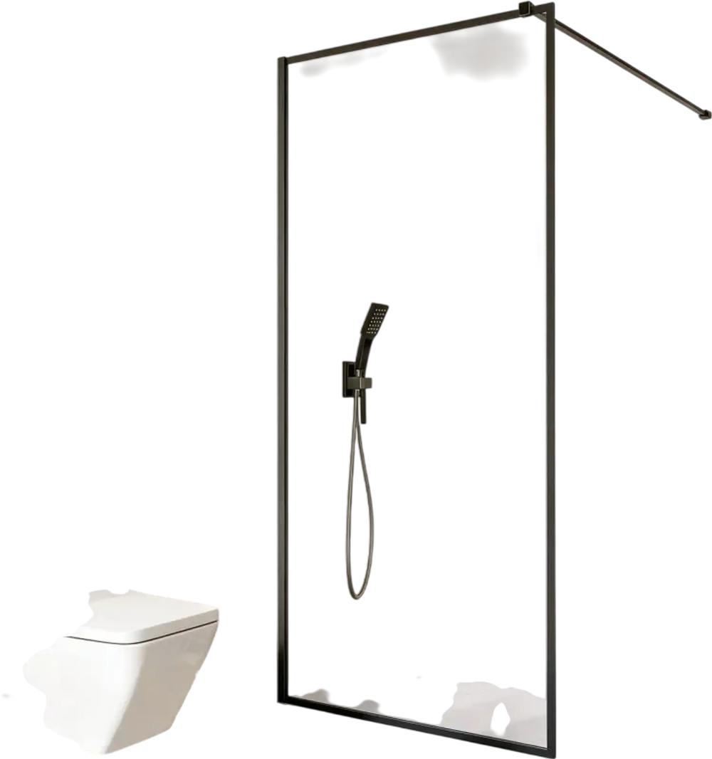 VEVOR Fixed Glass Shower Panel, 34 x 73.6 in Full-Framed Fixed Shower Screen, 5/16 in Thick Clear Tempered Glass Door with Bottom Seal Strip and Hardware, Easy to Clean, for Bathroom, Matte Black