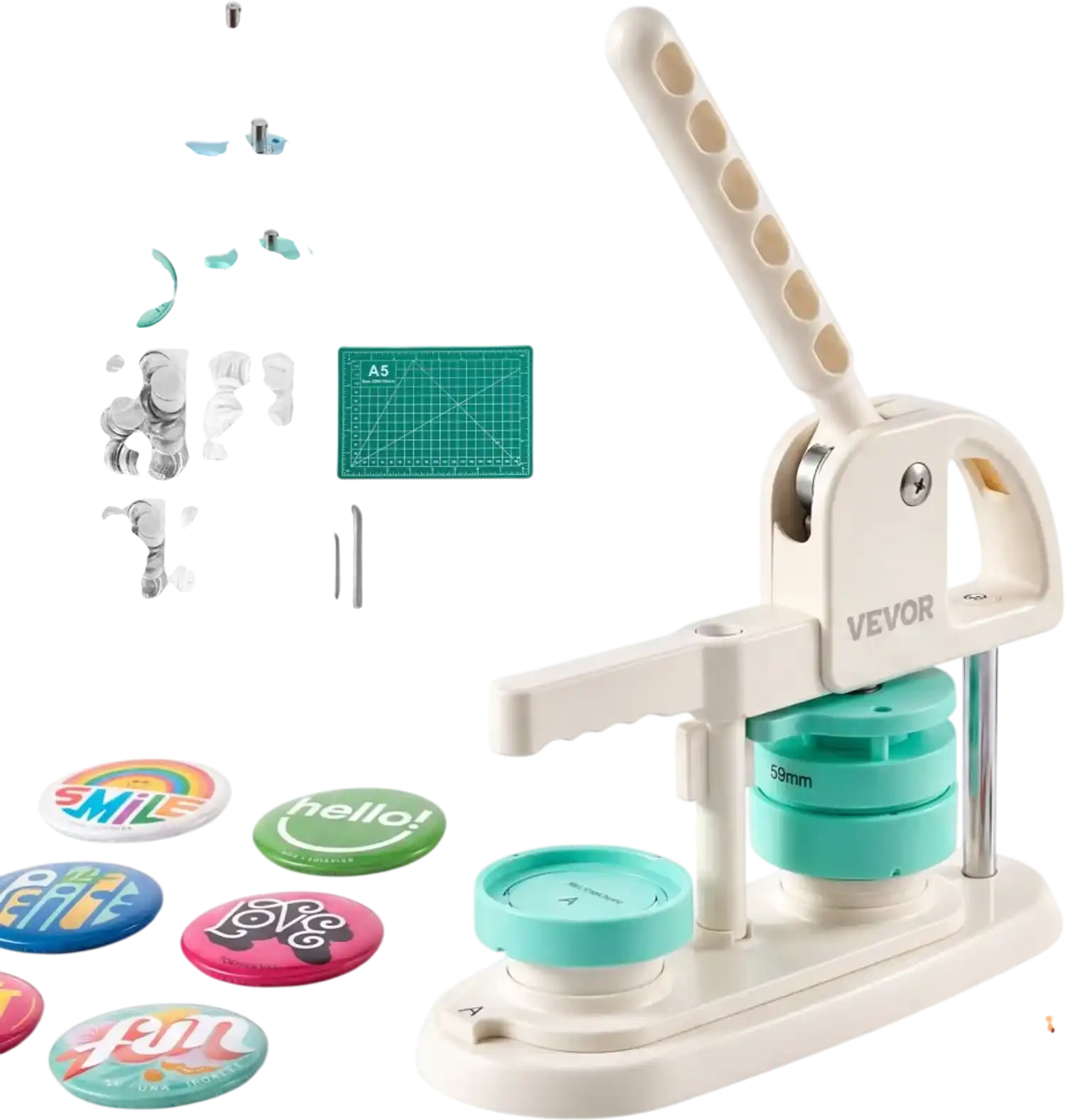 Vevor Button Maker Machine Quick-Change Plastic Pin Maker for DIY Badges Pins Key Chains New