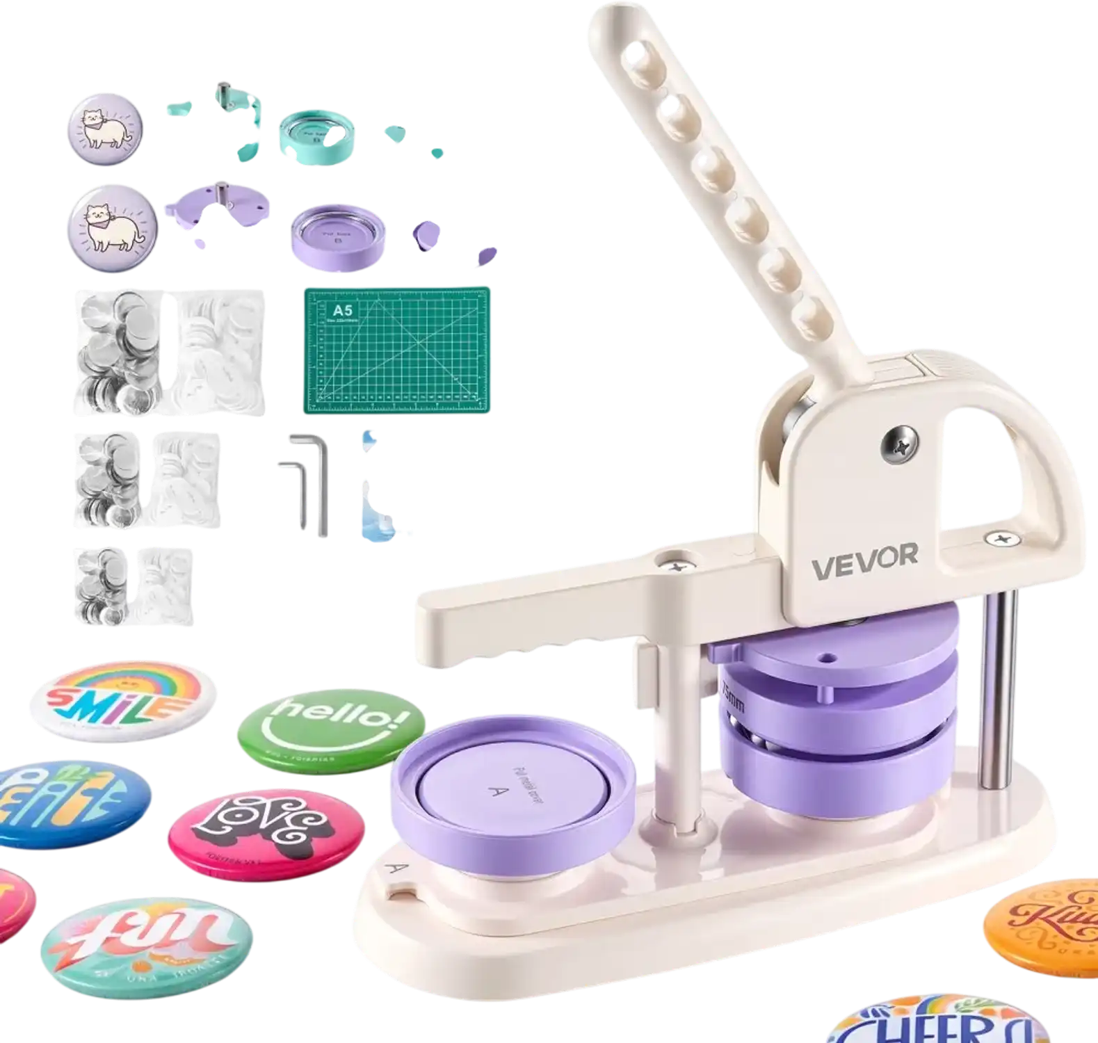 Vevor Button Maker Machine Quick-Change DIY Badge Pin Maker Kit 1.25