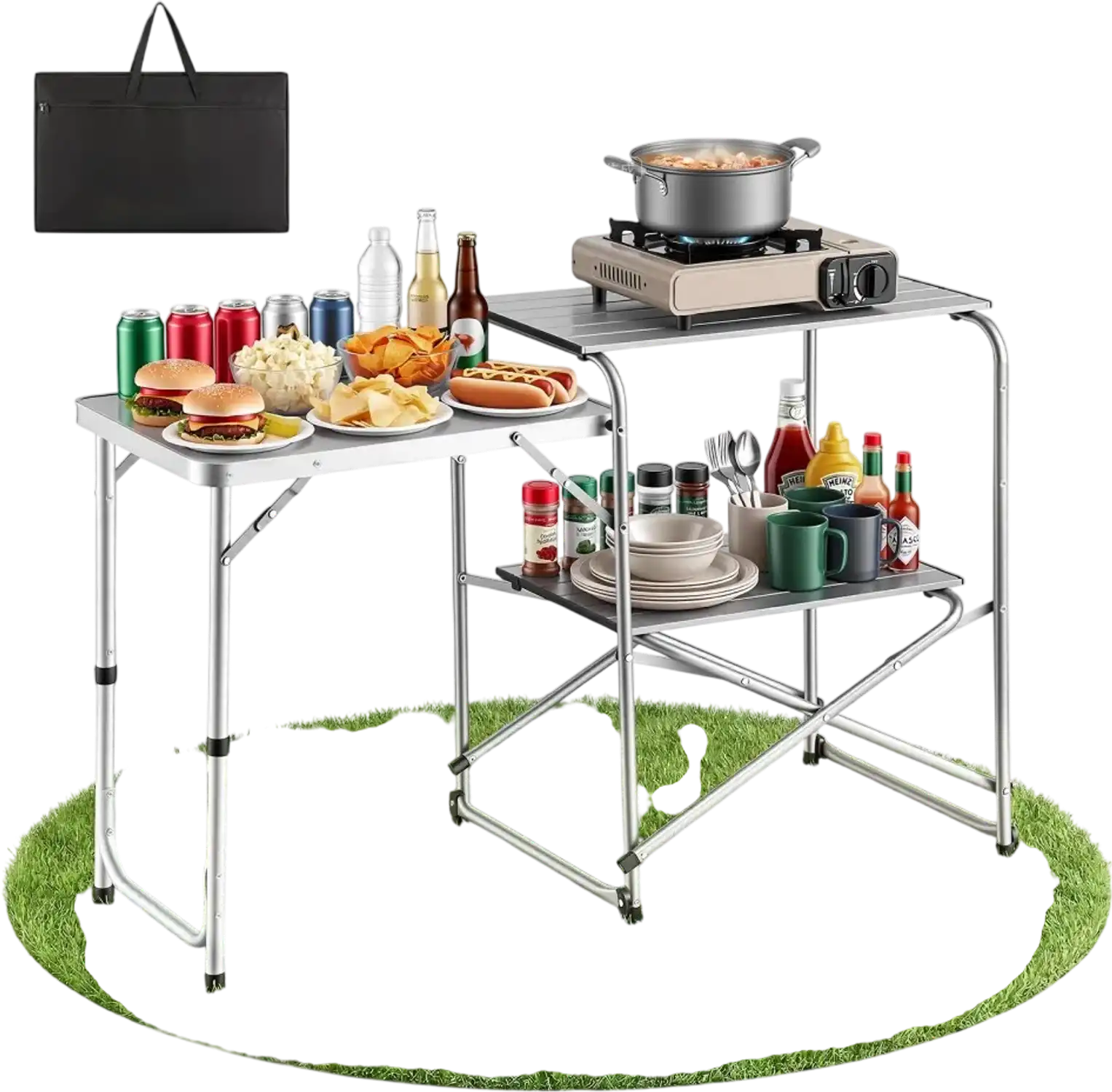 Vevor Camping Kitchen Table Slim-Fold Portable Cook Station New