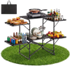 VEVOR Camping Kitchen Table, Slim-Fold Cook Station, Portable Folding Table, with 4 Side Tables, Heat Resistant Tabletop, and Carrying Bag, Ideal for Outdoor Picnics, BBQs, Camping, RV Traveling