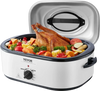 VEVOR Electric Roaster Oven, 22 QT Turkey Roaster Oven with Self-Basting Lid, 1450W Roaster Oven with Defrost & Warm Function, Adjustable Temp, Removable Pan & Rack, Fits Turkeys Up to 26LBS, White