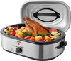 VEVOR Electric Roaster Oven, 22 QT Turkey Roaster Oven with Self-Basting Lid, 1450W Roaster Oven with Defrost & Warm Function, Adjustable Temp, Removable Pan & Rack, Fits Turkeys Up to 26LBS, Silver