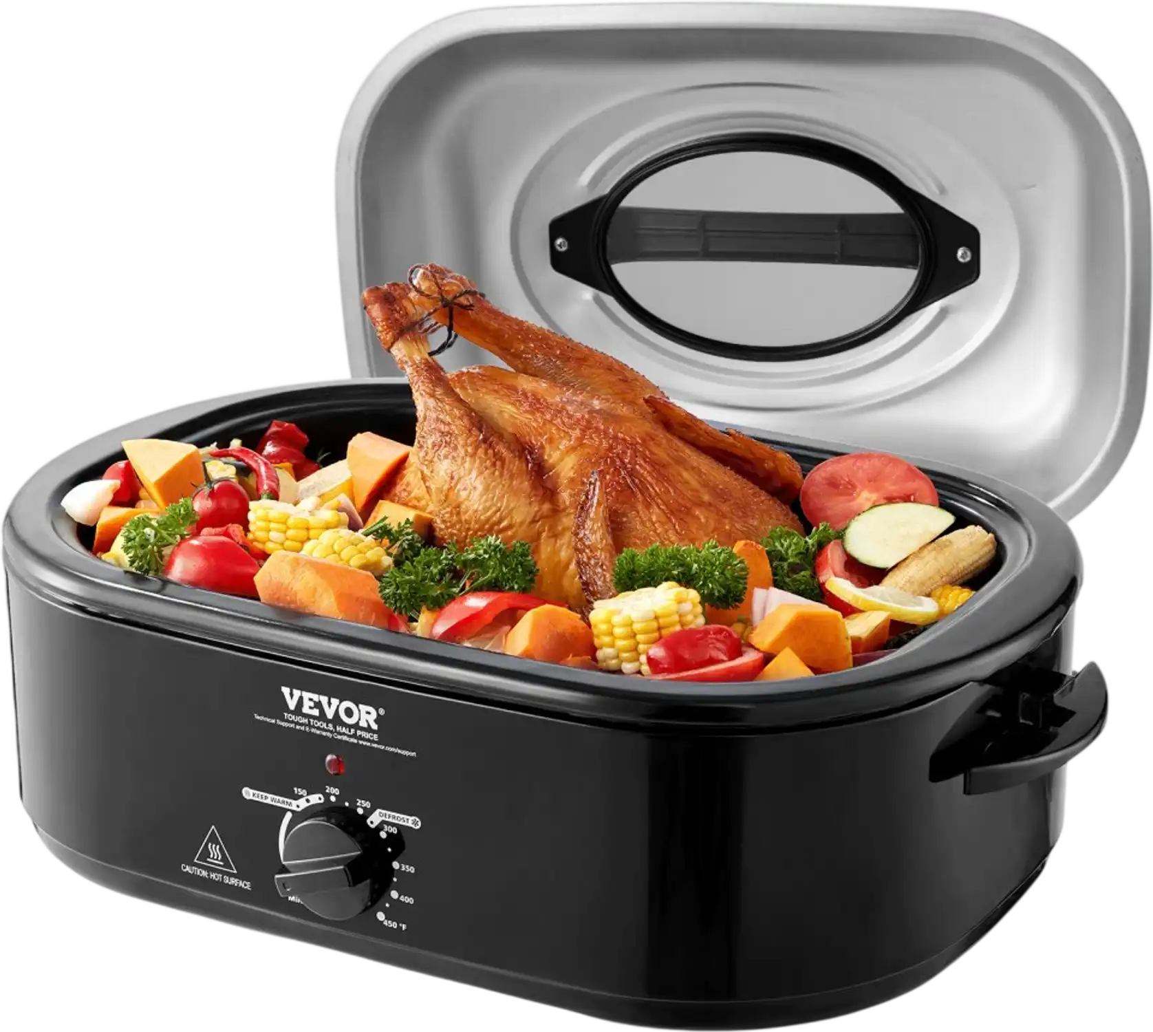 Vevor Roaster Oven 24 QT Electric Turkey Roaster with Self-Basting Lid Black New