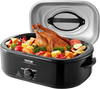 VEVOR Electric Roaster Oven, 24 QT Turkey Roaster Oven with Self-Basting Lid, 1450W Roaster Oven with Defrost & Warm Function, Adjustable Temp, Removable Pan & Rack, Fits Turkeys Up to 28LBS, Black