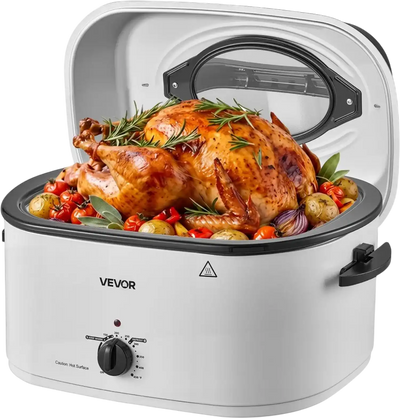 Vevor Roaster Oven 26 Qt Electric Turkey Roasting Pan White New