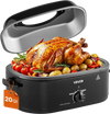 VEVOR Electric Roaster Oven, 20 Qt, Turkey Roasting Pan, Black, 1450W Power, Viewing Self-Basting Lid, 150-450°F Heat Control, Countertop Turkey Cooker with Defrost/Warm, Removable Pan and Rack