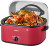 VEVOR Electric Roaster Oven, 24 Qt, Turkey Roasting Pan, Red, 1450W Power, Viewing Self-Basting Lid, 150-450°F Heat Control, Countertop Turkey Cooker with Defrost/Warm, Removable Pan and Rack