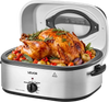 VEVOR Electric Roaster Oven, 18 Qt 1450W, Turkey Roasting Pan, Viewing Self-Basting Lid, 150-450°F Adjustable Heat, Countertop Turkey Cooker with Defrost and Warm Functions, Removable Pan and Rack