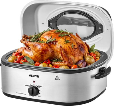 Vevor Roaster Oven 18 Qt Electric Turkey Cooker with Self-Basting Lid New