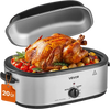 VEVOR Electric Roaster Oven, 20 Qt 1450W, Turkey Roasting Pan, Metal Self-Basting Lid, 150-450°F Adjustable Heat, Countertop Turkey Cooker with Defrost and Warm Functions, Removable Pan and Rack
