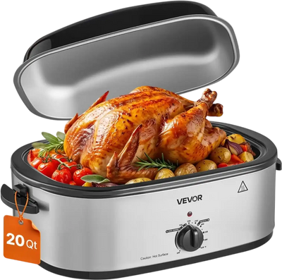 Vevor Roaster Oven 20 Qt Electric Turkey Cooker with Self-Basting Lid New