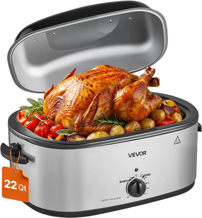Vevor Electric Roaster Oven 22 qt 1450W Turkey Cooker with Self-Basting Lid New