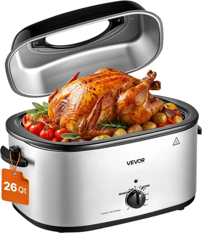 Vevor Roaster Oven 26 Qt Electric Turkey Cooker with Viewing Self-Basting Lid New