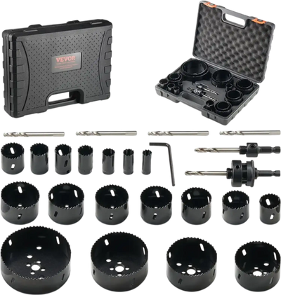 VEVOR Hole Saw Kit, 18 PCS Saw Blades, 6 Drill Bits, 1 Hex Wrench, General Purpose Size from 3/4
