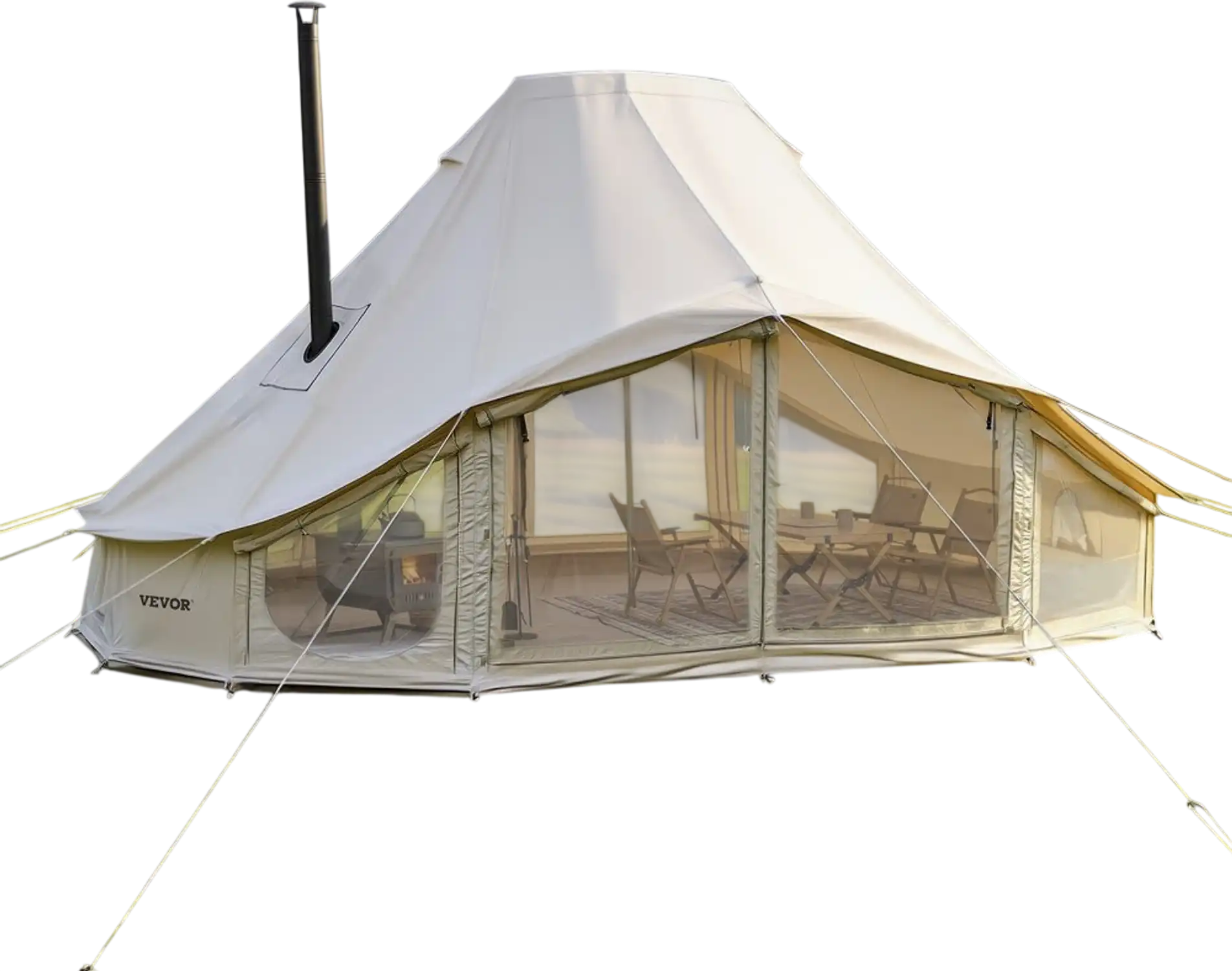Vevor Bell Tent 4-Season 19.7' x 13.12' x 10.17' Canvas Yurt Tent New