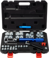 VEVOR Hydraulic Flaring Tool Kit, 45° Double Flaring Tool, Brake Repair Brake Flaring Tools for 3/16"-1/2", Brake Flare Tool with Tube Cutter and Deburrer, 32 PCS Tube Flaring Tools for Copper Lines