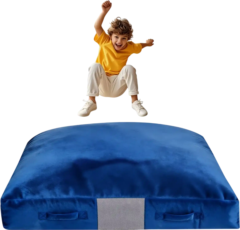 VEVOR Crash Pad, 5 x 5 ft Crash Pad for Kids Sensory with Foam Blocks and Washable Cover, Giant Pillow Mat Large Soft Foam Landing Zone, Sensory Room Equipment for Children Jumping, Relaxing & Play