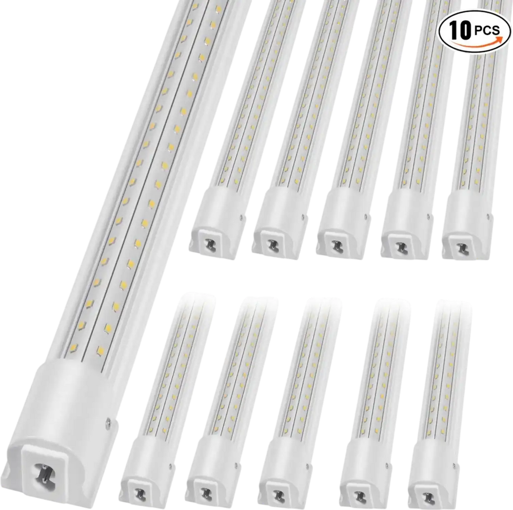 VEVOR 10 Pack LED Shop Light, 4 FT, 40W Linkable Shop Light Fixture, 6500 LM Ceiling Lights 59 in Power Cords with ON/OFF Switch 48 in Connector Cables, for Garage Warehouse Home Workkshop and Office