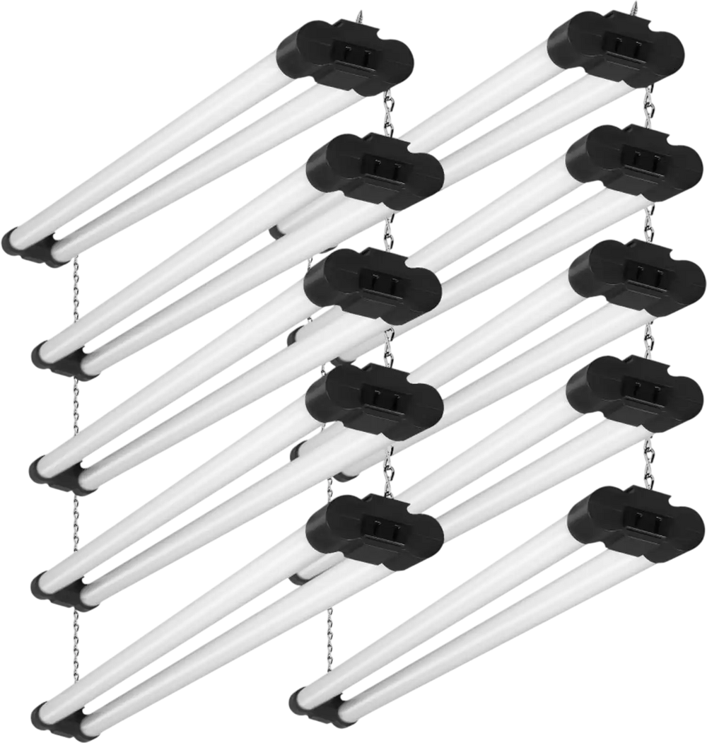 VEVOR 10 Pack LED Shop Light, 4 FT, 40W Linkable Shop Light Fixture, 4500 LM Surface & Hanging Mount Ceiling Lights 59 in Power Cords with ON/OFF Switch, for Garage Warehouse Home Workshop and Office