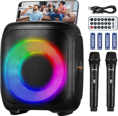 Vevor Karaoke Machine Portable Bluetooth Speaker with 2 Wireless Microphones 4
