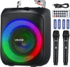 VEVOR Karaoke Machine for Adults, 30W, 6.5-inch Portable Bluetooth Speaker with 2 Wireless Microphones, LED Light, TWS Function, Handle, Support Micro TF Card, USB, AUX, for Home Karaoke Party Singing