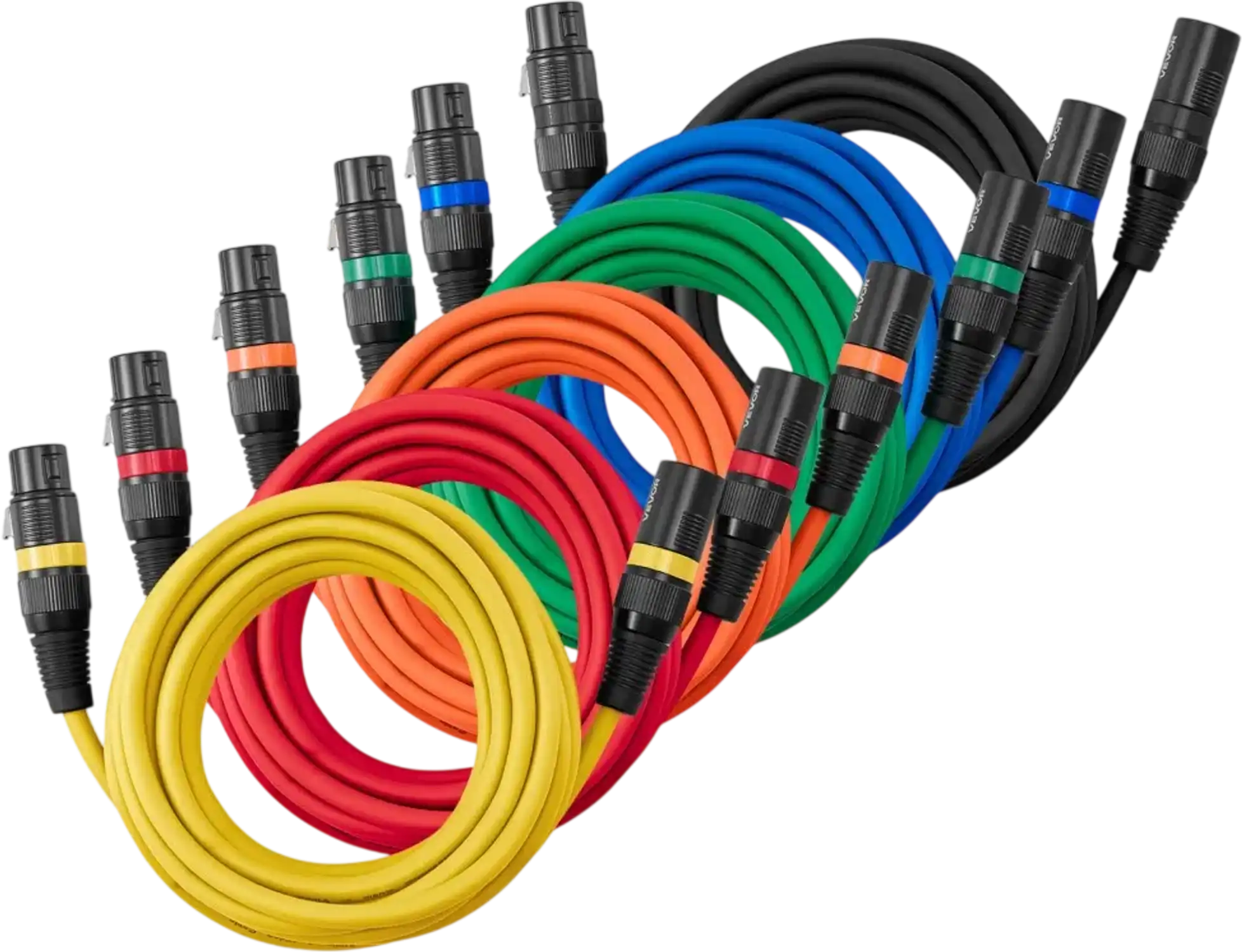 Vevor XLR Cable 15' 6-Pack Balanced DMX Microphone Cable Set New