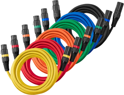 Vevor XLR Cable 15' 6-Pack Balanced DMX Microphone Cable Set New