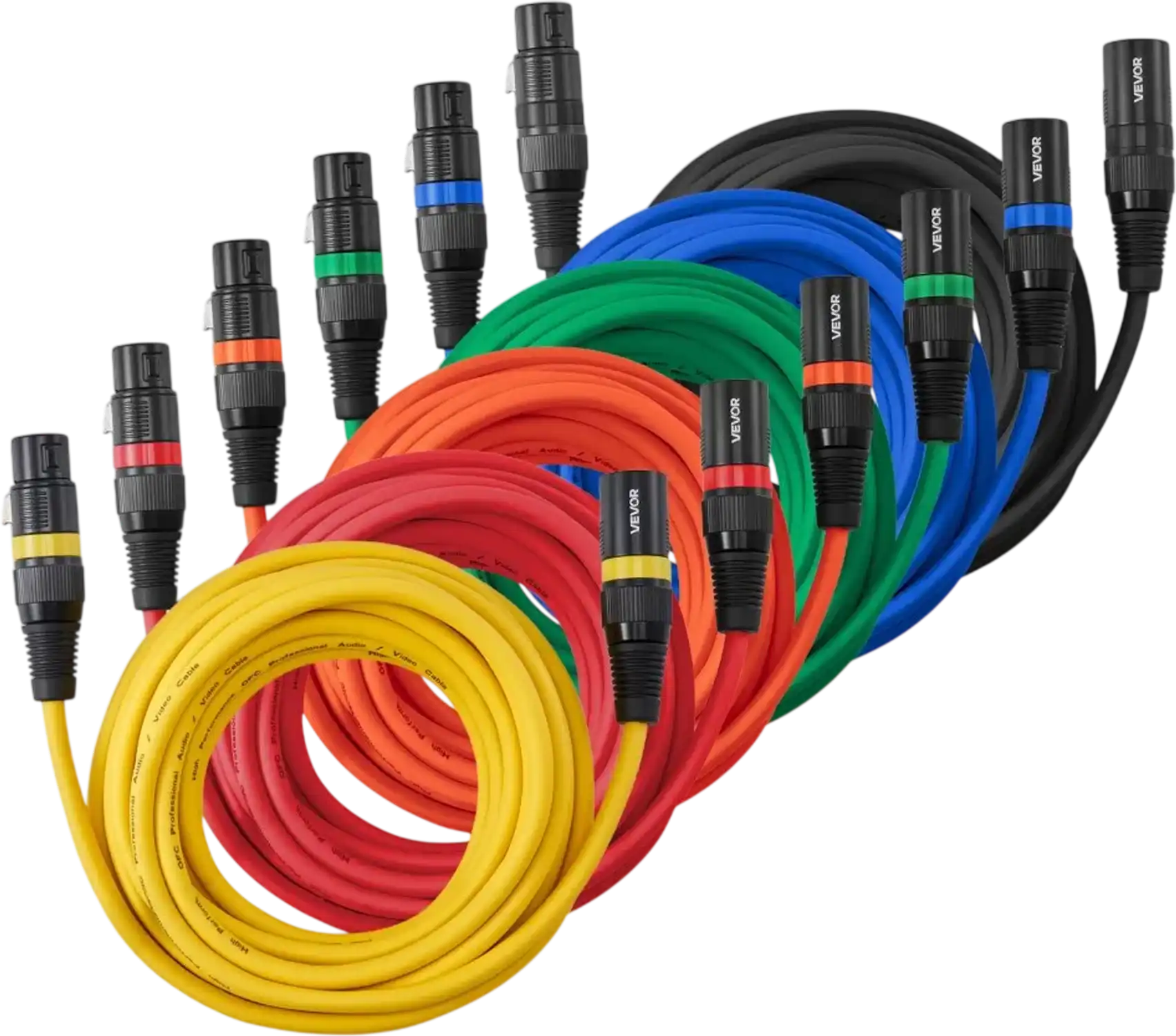 Vevor XLR Cable 20' 6-Pack Shielded Balanced Male to Female Microphone Cables New