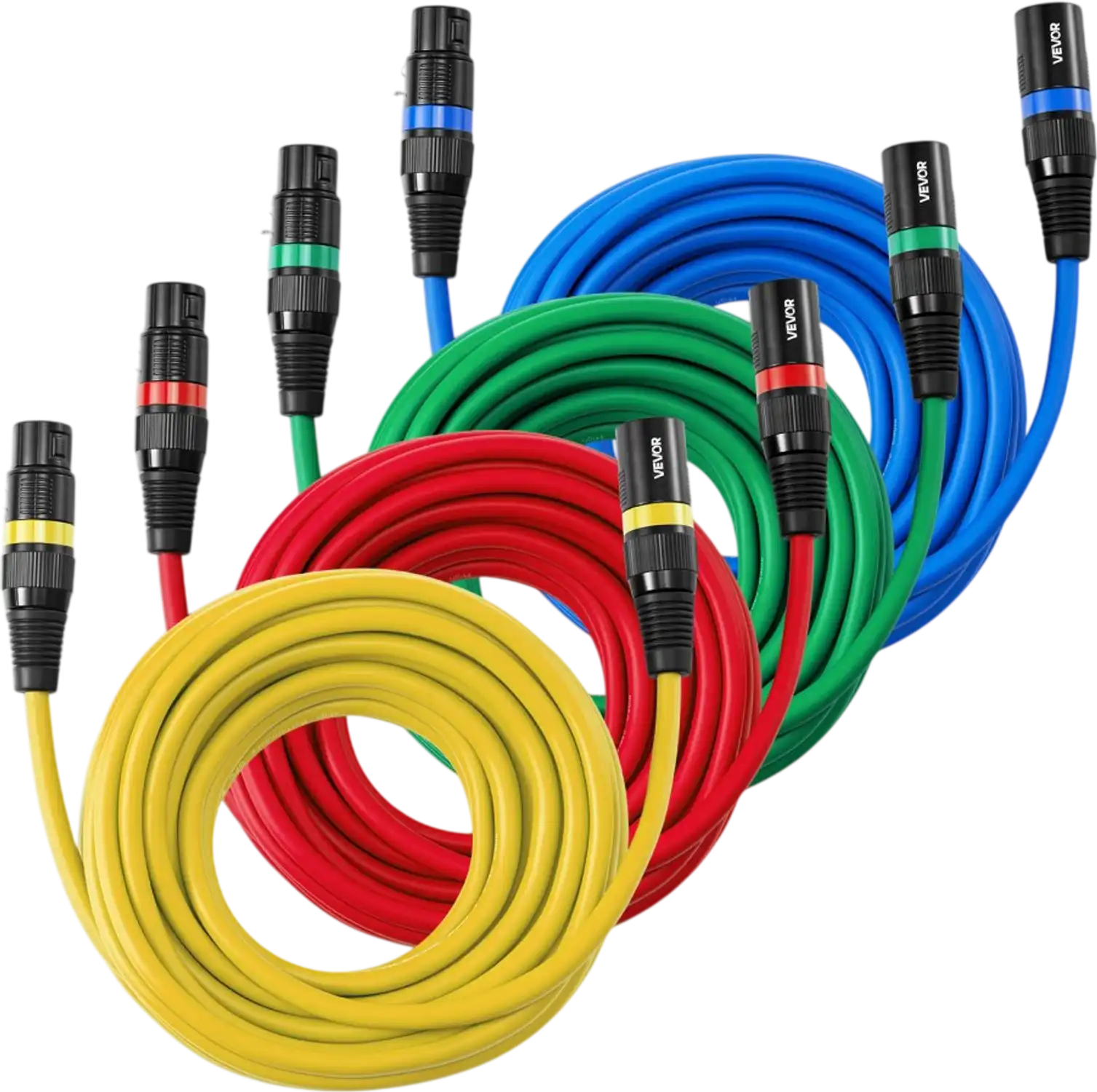Vevor XLR Cable 25' 4-Pack Shielded Balanced 3-Pin Male to Female Microphone Cables New