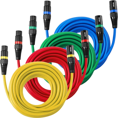 Vevor XLR Cable 25' 4-Pack Shielded Balanced 3-Pin Male to Female Microphone Cables New