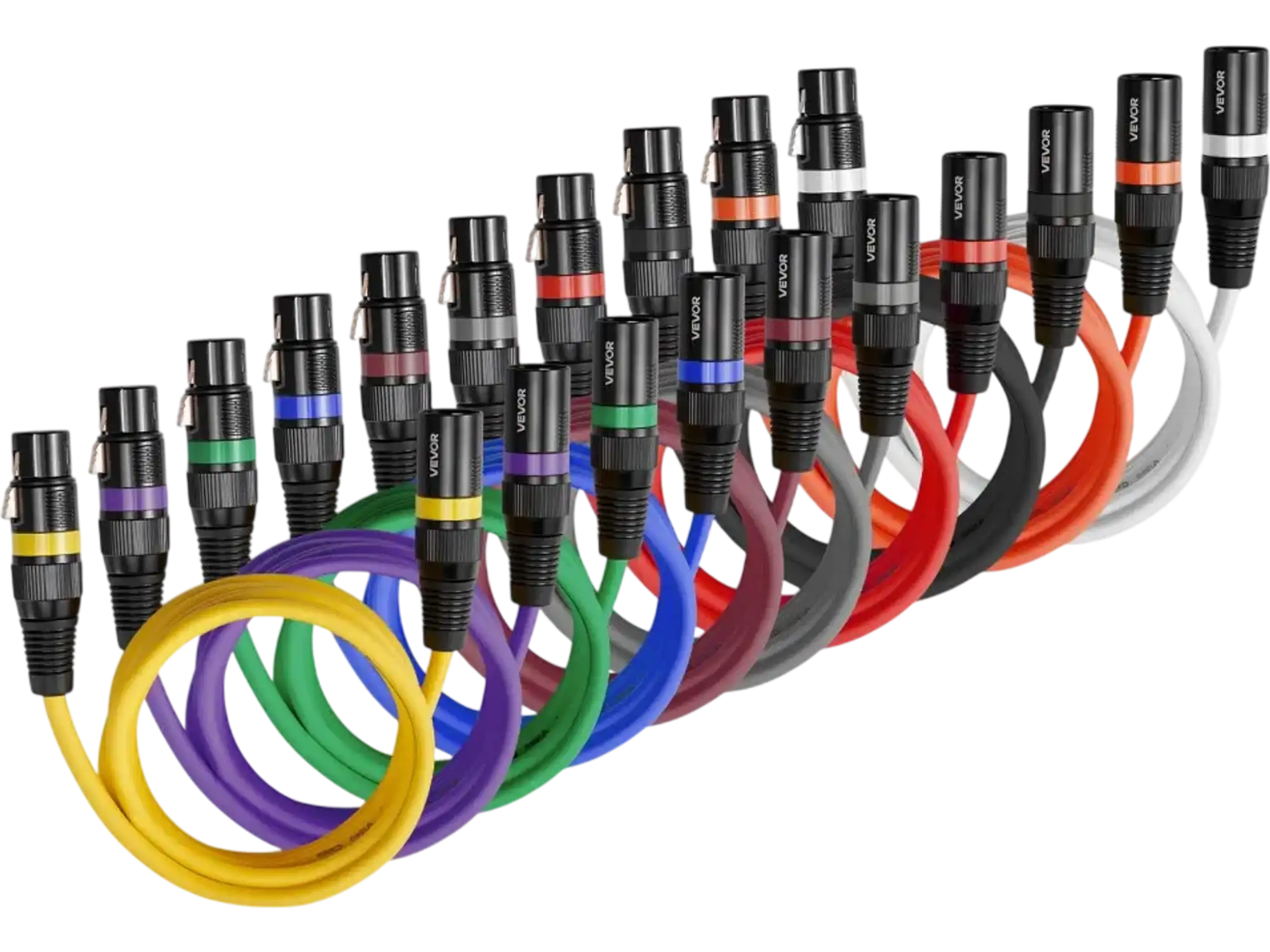 Vevor XLR Cable 6.5' 10-Pack Shielded Balanced Male to Female Microphone Cables New