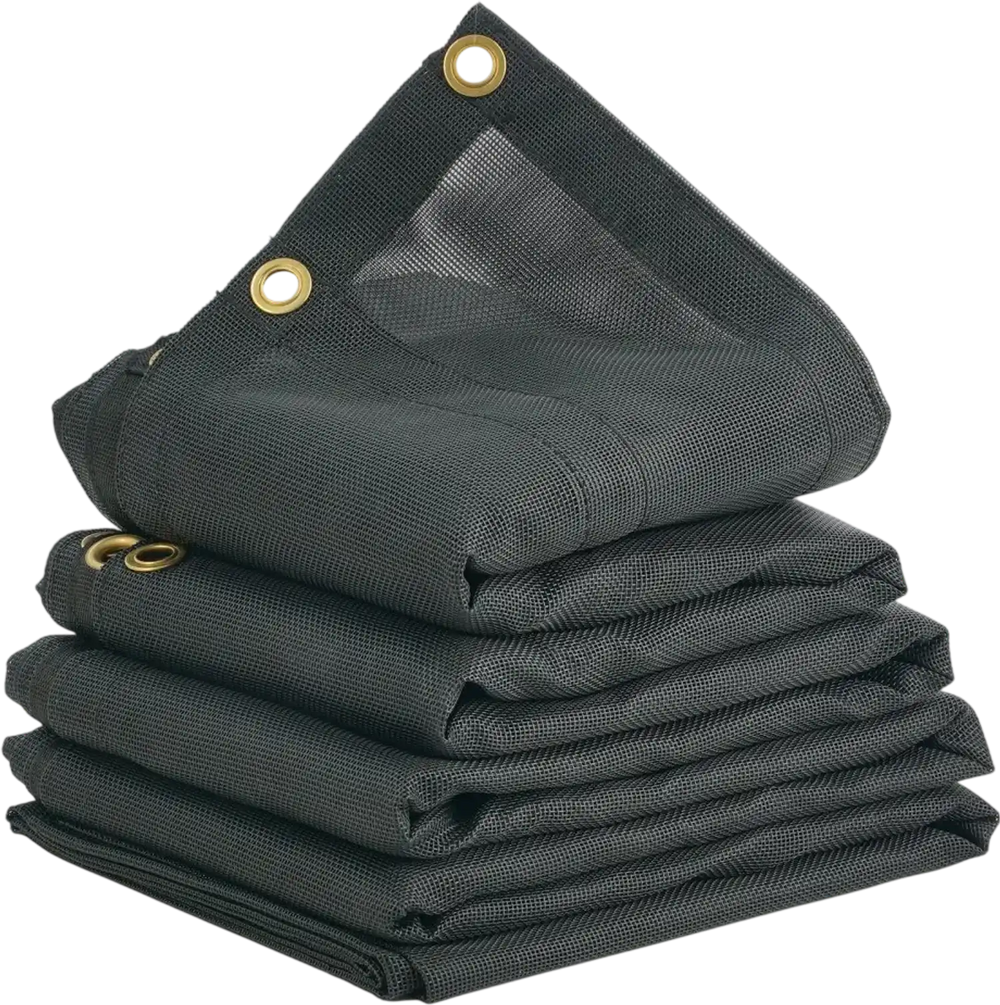 VEVOR Dump Truck Mesh Tarp, 7.5x18 ft, PVC Coated Black Heavy Duty Cover with 5.5" 18oz Double Pocket, Brass Grommets, Reinforced Double Needle Stitch Webbing Fits Manual or Electric Dump Truck System