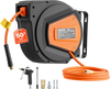 VEVOR Retractable Air Hose Reel, 1/4 Inch x 50 FT Hybrid Air Hose Max 300PSI, Enclosed Air-Compressor Hoses Reel Auto Rewind with 6.6 ft Lead in & Blow Gun, 180° Swivel Ceiling/Wall Mount