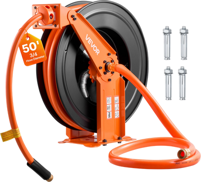 Vevor Air Hose Reel Retractable 3/4 in. x 50 ft. Max 300 PSI Ceiling/Wall Mount 5 ft. Lead In New