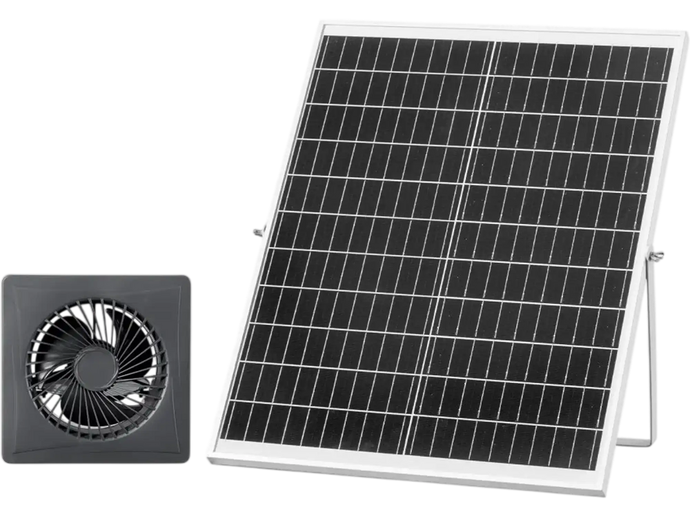 VEVOR Solar Powered Fan, 25W Solar Panel with 220 CFM Airflow, Adjustable Panel Angle, 2030 RPM High-Speed, Flexible Install, Fast Air Exchange for Greenhouse, Grow Tents, Chicken Coops, Shelters