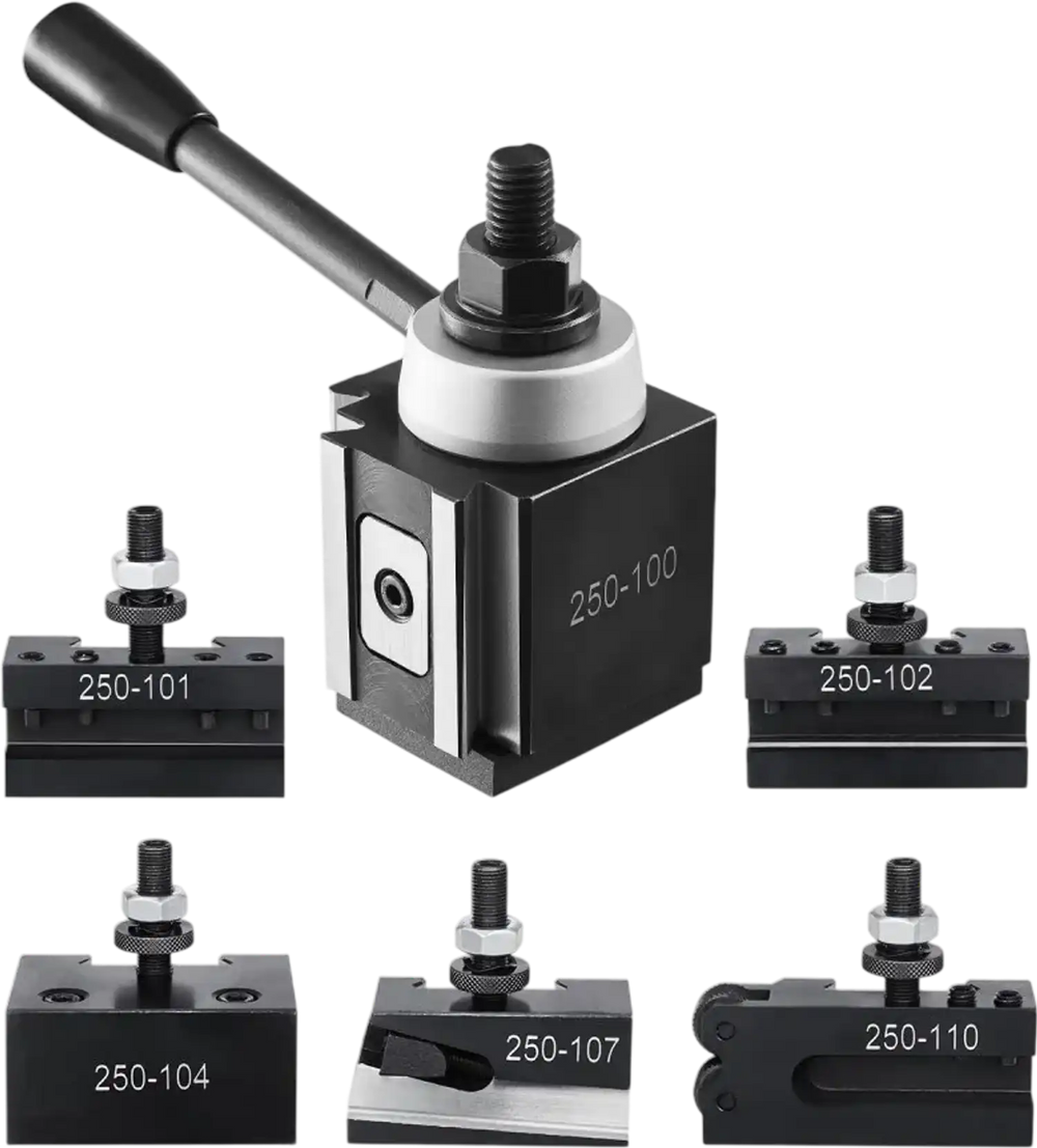 VEVOR Quick Change Tool Post Set, 6 Pcs, Includes Lathe Tool Holders, Piston Type Tool Post with Turning Tool Holder Accessories, Fit for Mini Lathe & Metal Lathe 6"-12" Swing, Durable Steel Material