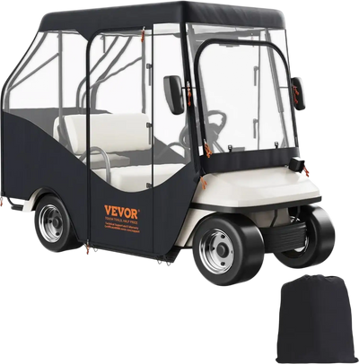 VEVOR Golf Cart Enclosure, 420D Polyester Driving Enclosure with 4-Sided Transparent Windows, 4 Passenger Club Car Covers for 2+2 Passenger Golf Carts, Sunproof and Dustproof Outdoor Cart Cover