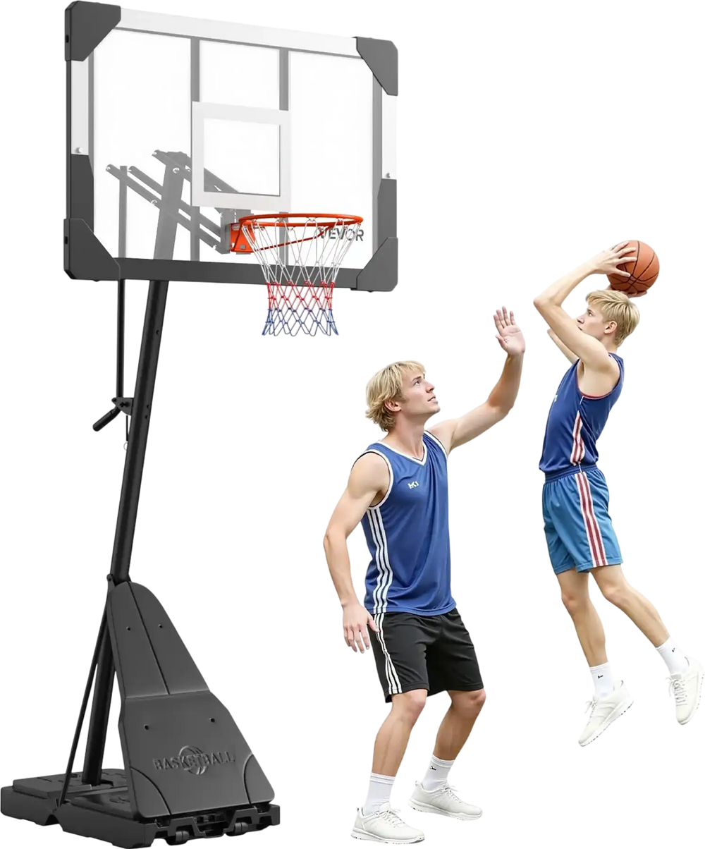 VEVOR Portable Basketball Stand, 8.04 to 10 ft Height Adjustment Basketball Hoop & Goal, Basketballs Hoop Outdoor with 44 inch PC Backboard for Kids, Adults in Schools, Parks, Indoor & Outdoor Use