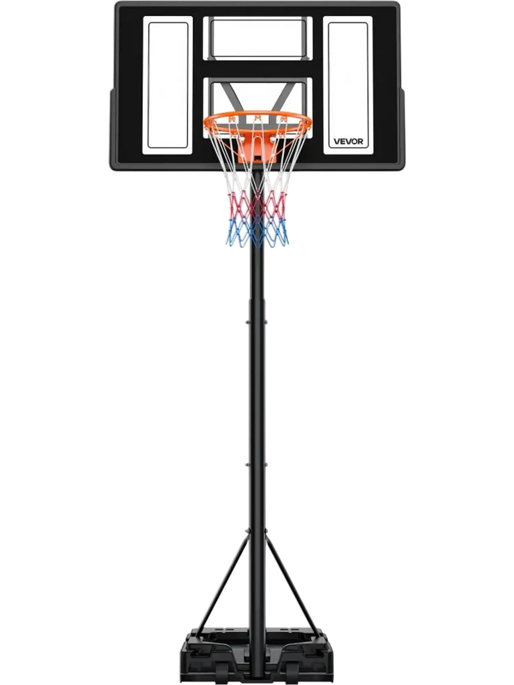 VEVOR Portable Basketball Stand, 4.4 ft to 10 ft Height Adjustment Basketball Hoop & Goal, Adjustable Basketballs Goal System with Built-in Rolling Wheels for Kids, Teens, Adults in Driveways, Pools