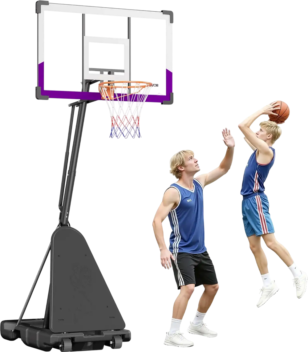 VEVOR Portable Basketball Stand, 10 ft Height Adjustment Basketball Hoop & Goal, Basketballs Hoop Outdoor with 48 inch PC Backboard for Kids, Adults in Schools, Parks, Indoor & Outdoor Use