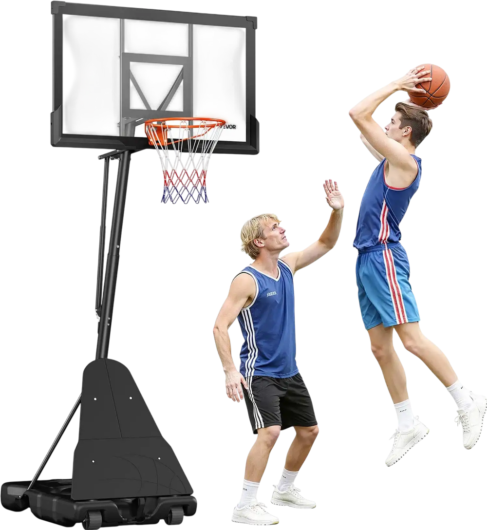 VEVOR Portable Basketball Stand, 10 ft Height Adjustment Basketball Hoop & Goal, Basketballs Hoop Outdoor with 50 inch PC Backboard for Kids, Adults in Schools, Parks, Indoor & Outdoor Use