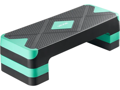 VEVOR Aerobic Exercise Step Platform, 28-Inch Workout Aerobic Stepper, Height Adjustable Fitness Training Step Deck Trainer with 4 Risers, Non-Slip Surface Bench for Home Gym Cardio Strength, Green