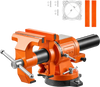 VEVOR Heavy Duty Bench Vise, 6" Jaw Width, Double Swivel Rotating Multi-Purpose Bench Vise, with 360° Locking Swivel Base and Head, 2.8" Throat Depth, 6" Max Jaw Opening, for Drilling, Pipe Cutting